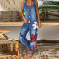 Casual jumpsuit i denim med blommönster för dam