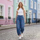 💖👖 Avslappnade hjärtprintade baggyjeans med avsmalnad vrist