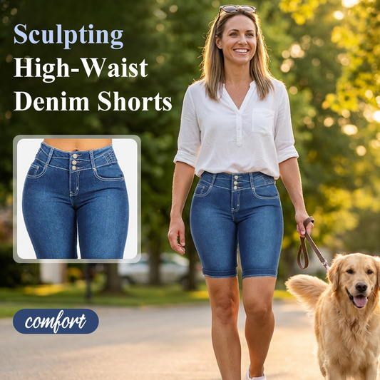 Dammodell med hög midja i stretchig denim