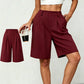Casual-shorts med hög midja och veck för dam