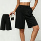Casual-shorts med hög midja och veck för dam