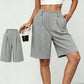 Casual-shorts med hög midja och veck för dam