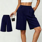 Casual-shorts med hög midja och veck för dam