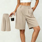 Casual-shorts med hög midja och veck för dam