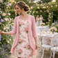 Elegant tvådelat set med chiffongklänning och kofta för dam