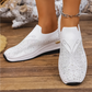 Slip-on-sneakers för damer med strass och fjärilsmotiv