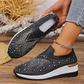 Slip-on-sneakers för damer med strass och fjärilsmotiv