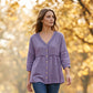 👚Damblus med V-ringning, spetskant och knappar – En elegant vardagsblus✨