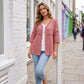 👚Damblus med V-ringning, spetskant och knappar – En elegant vardagsblus✨