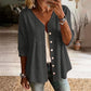 👚Damblus med V-ringning, spetskant och knappar – En elegant vardagsblus✨