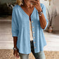👚Damblus med V-ringning, spetskant och knappar – En elegant vardagsblus✨