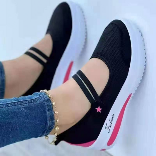 Andningsbara slip-on-sneakers med plattform för damer i mesh