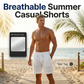 Casualshorts i bomull och linne för män med dragsko i midjan