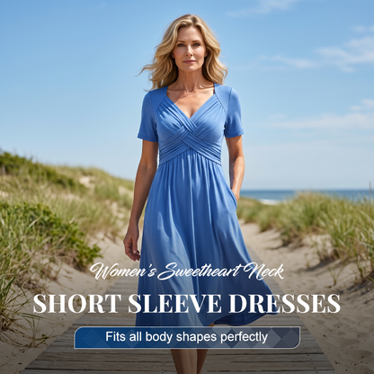 👗💙 50% RABATT IDAG! ✨ Damernas V-ringad kortärmad långklänning 🌸