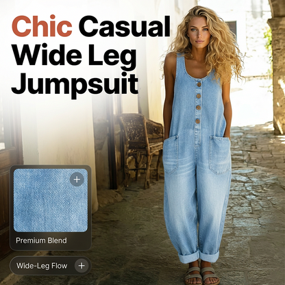 Ärmlös jumpsuit med vida ben för dam