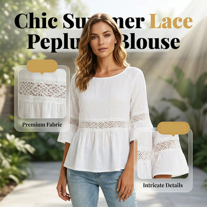 Damblus med volangärmar och peplum