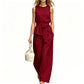 👗🌸 Elegant ärmlöst set med vida ben