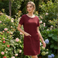 👗🌿 Bekväm avslappnad rund hals klänning med fickor