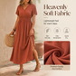 Lång sommarklänning för damer med V-ringning och slits i sidan