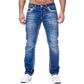 Herrjeans med hög elasticitet och dubbla sömmar
