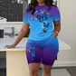 Women's Casual Butterfly Print Top and Shorts Set
