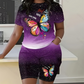 Women's Casual Butterfly Print Top and Shorts Set