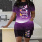 Women's Casual Butterfly Print Top and Shorts Set