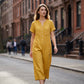 Jumpsuit för damer i ledig stil med korta ärmar och vida ben