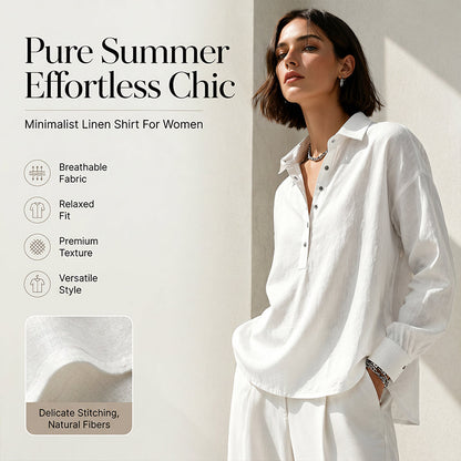 En löst sittande halvknäppt skjorta för damer i fritidsstil