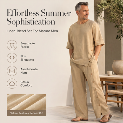 👕 2-delat set med skjorta och byxor i casualstil för män – Skjorta & byxor för en avslappnad och snygg look ☀️