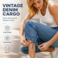 👖 Vintage-inspirerade capri-jeans i cargostil med dragsko i nederkanten – praktiska fickor och avslappnad stil för dagar i stan