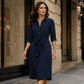 Damklänning med 3/4-ärmar och bälte
