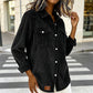 Kvinnors lediga ribbade skjorta med knappar