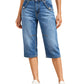Kvinnors högmidjade knälånga jeansshorts