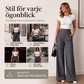 Damens högmidjade vida byxor med sidoknappar