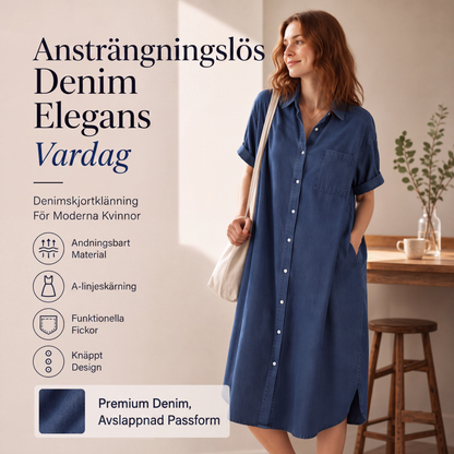 Dammlös passform med knappar denimklänning