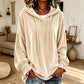 Dam ledig sweatshirt i sammet med huva