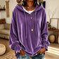 Dam ledig sweatshirt i sammet med huva