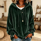 Dam ledig sweatshirt i sammet med huva