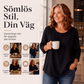 Kvinnors ledig tröja med rund hals och 3/4-ärmar