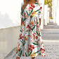 👗🌸Elegant lång klänning med rund hals och blommönster för damer