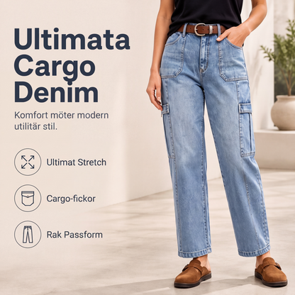 Kvinnors lediga jeans med raka ben