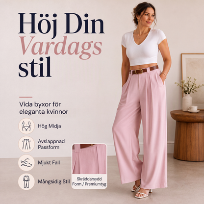 Eleganta vida kostymbyxor med hög midja för kvinnor
