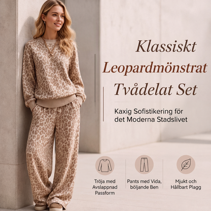 🐆Set med leoprintad tröja och vida byxor för kvinnor
