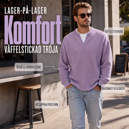 👕Skiktad komfort vaffel-T-shirt