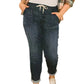 👖✨ Avslappnade denimbyxor med dragsko och mudd