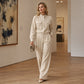 Stilfull jacka och vida byxor för kvinnor, 2-delat set