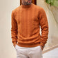 Herrens cable-knit tröja med polo krage