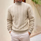 Herrens cable-knit tröja med polo krage
