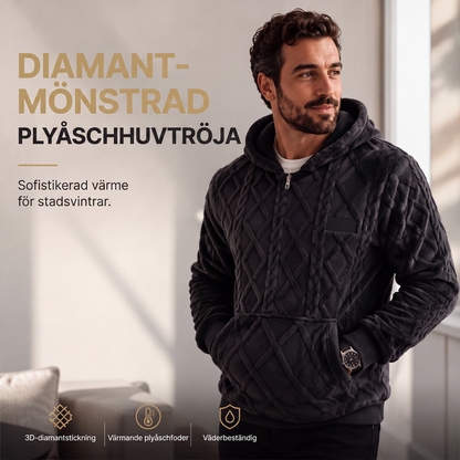 Herrluva tröja med plysch och kabelstickad textur med diamanter